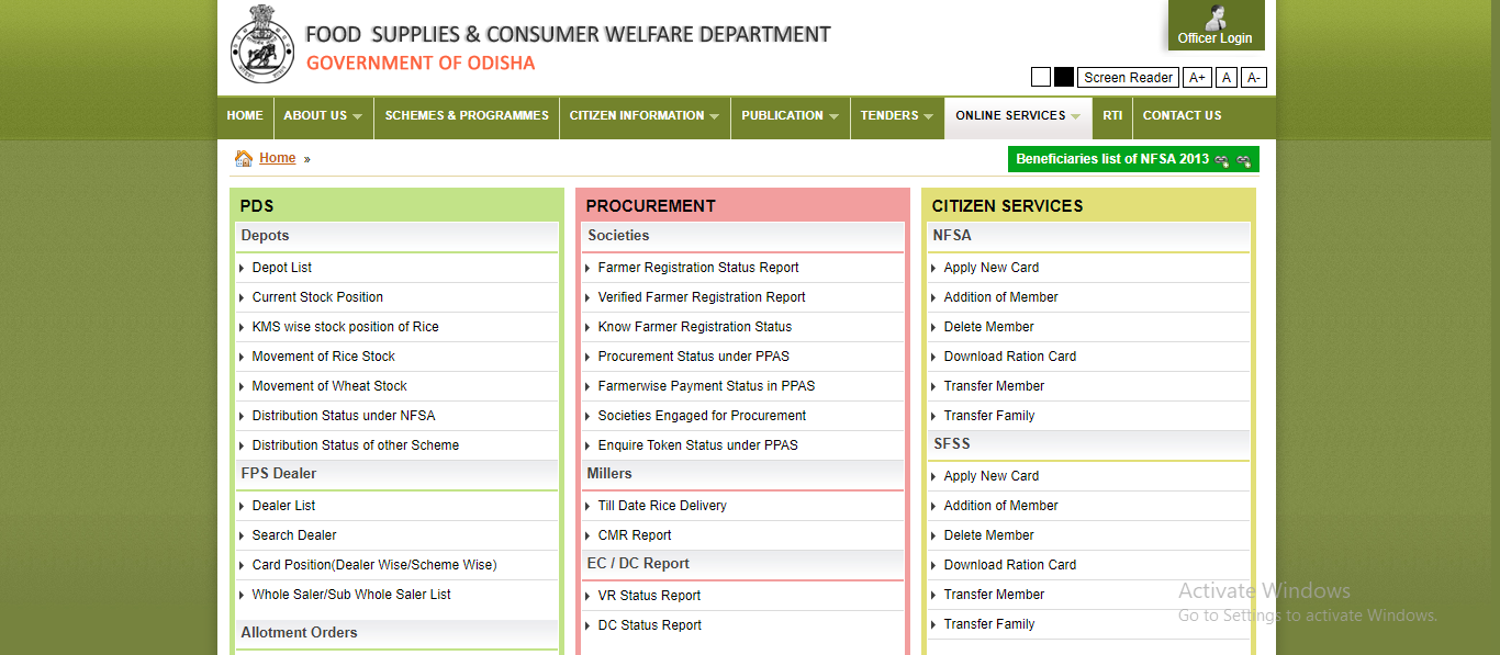 food odisha ration card apply